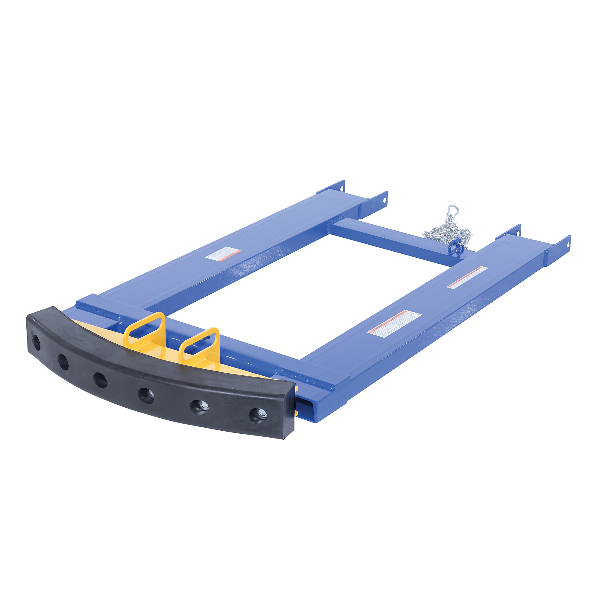 Vestil Steel Fork Truck Hook Base 44 In. Length With Steel/Rubber Push Bumper-Attachment to 2 In. Receiver 15 In. x 28 In. x 5-3/4 In Blue/Yellow